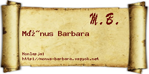Mónus Barbara névjegykártya